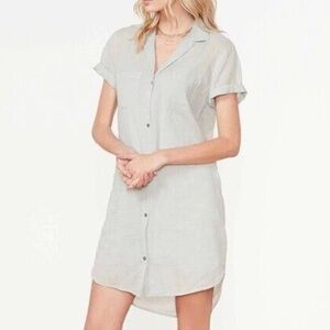 James Perse Cotton Voile Women Shirt Dress In Silver Pigment
